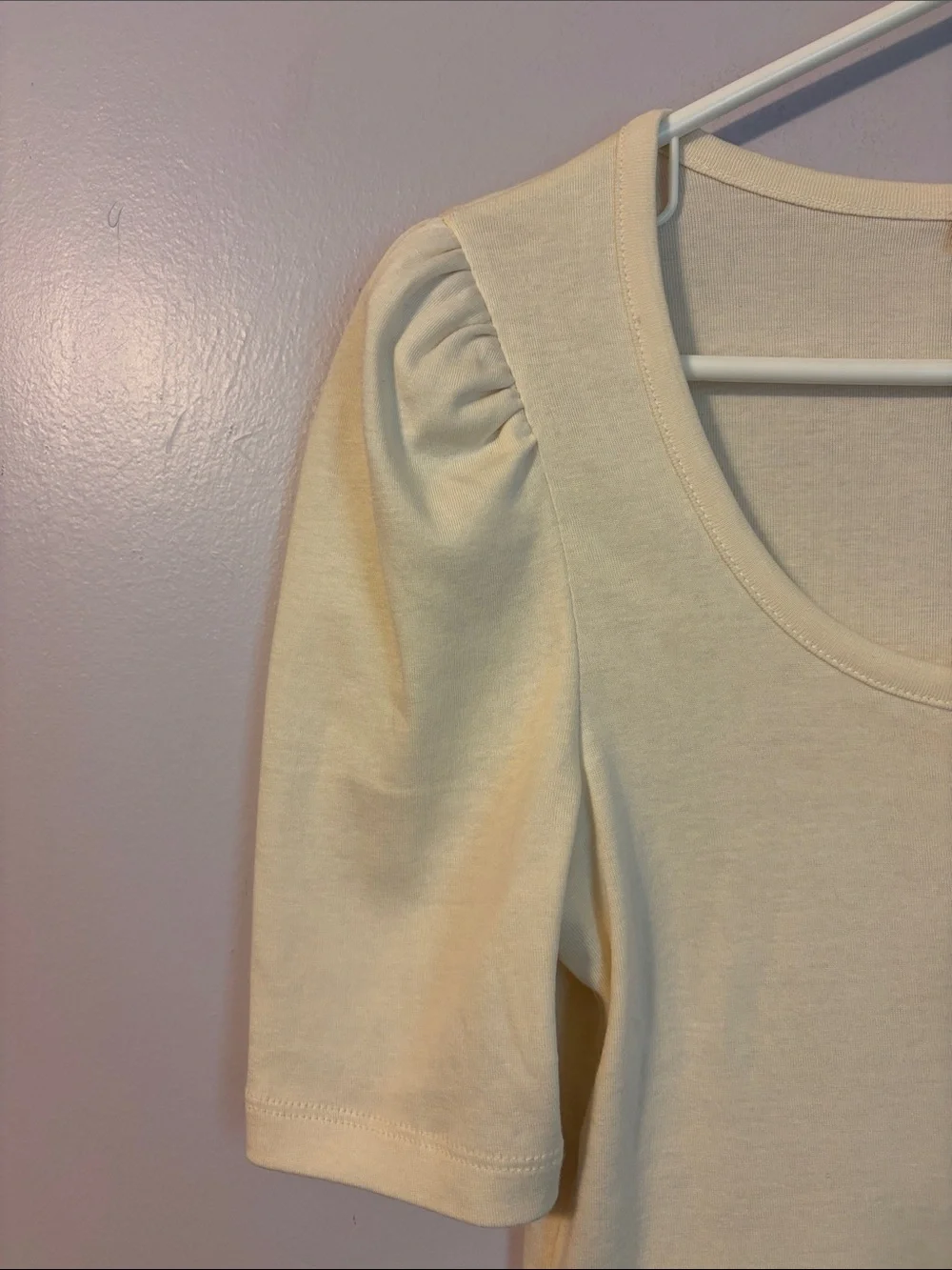 Madewell Puff-Sleeve Scoop Neck T-Shirt in Vintage Ivory size XXS